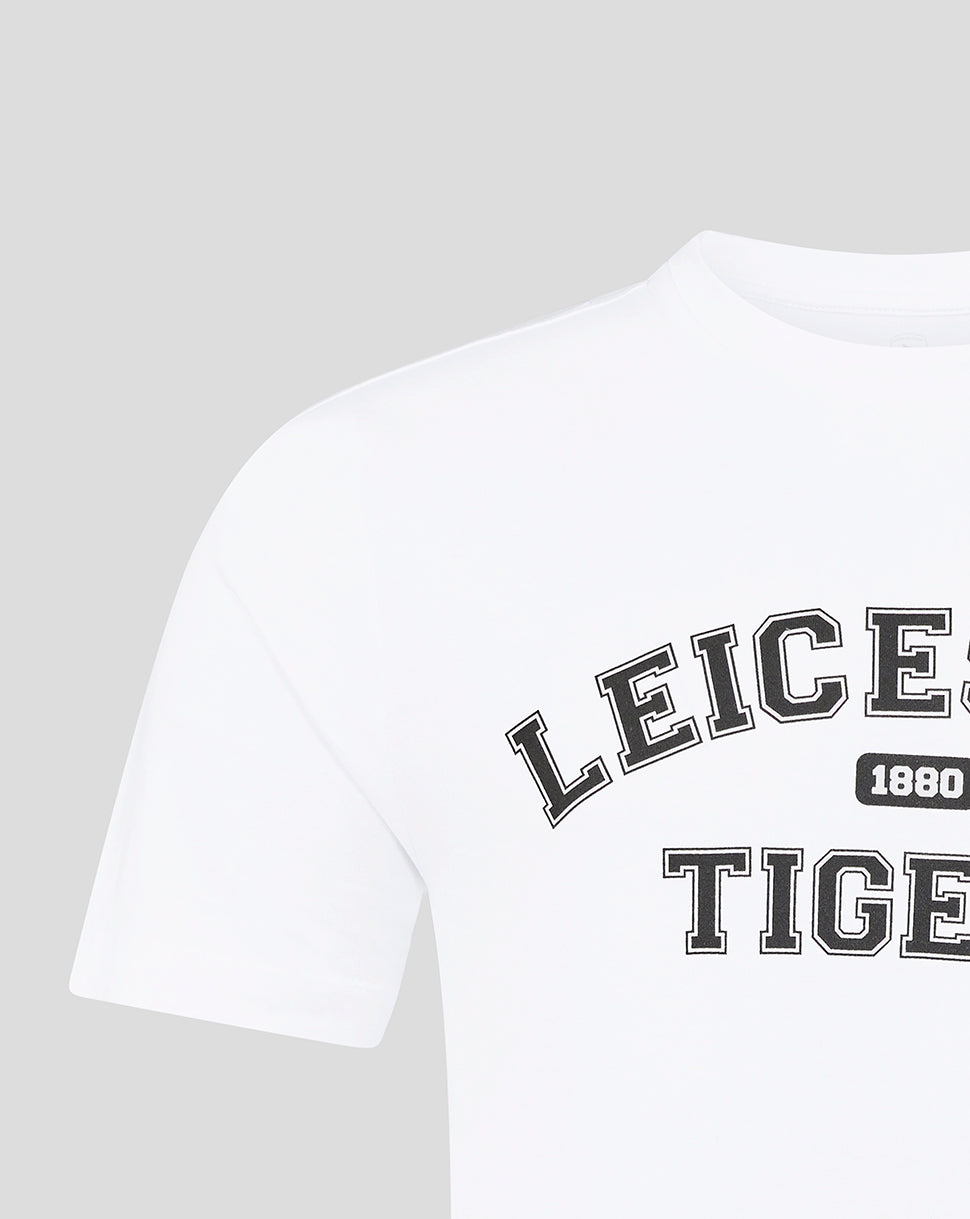 Leicester Tigers Unisex 25/26 Varsity Short Sleeve T-Shirt - White