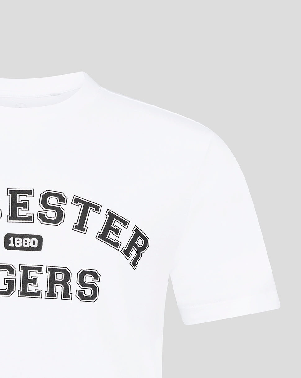 Leicester Tigers Unisex 25/26 Varsity Short Sleeve T-Shirt - White - White