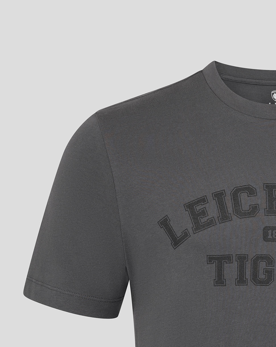 Leicester Tigers Unisex 25/26 Varsity Tigers Shirt Sleeve T-Shirt - Charcoal - Charcoal