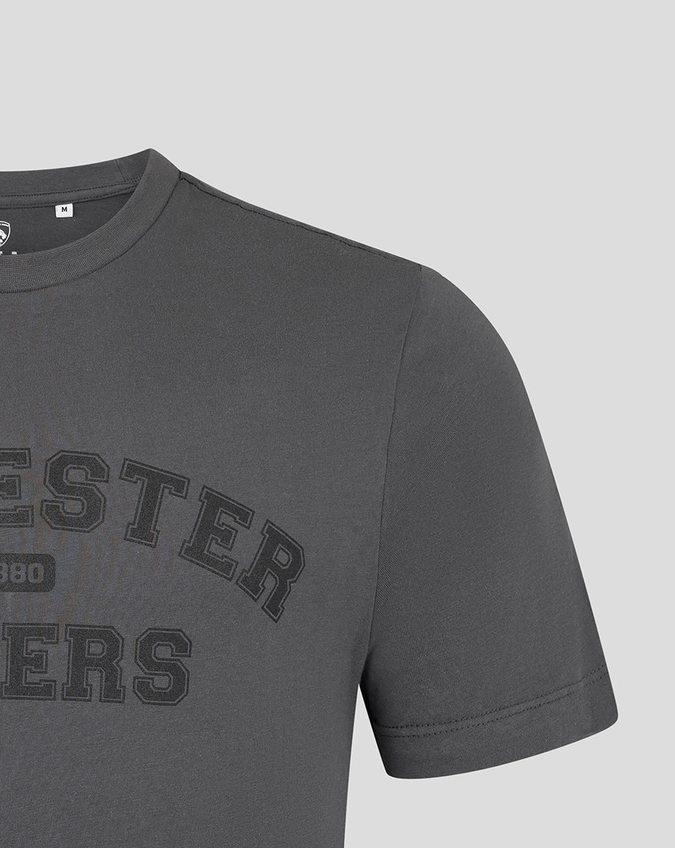 Leicester Tigers Unisex 25/26 Varsity Tigers Shirt Sleeve T-Shirt - Charcoal - Charcoal