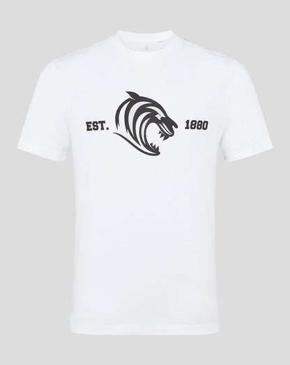 Leicester Tigers Unisex 25/26 Varsity 1880 Short Sleeve T-Shirt - White