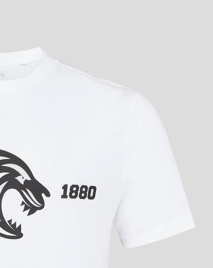 Leicester Tigers Unisex 25/26 Varsity 1880 Short Sleeve T-Shirt - White