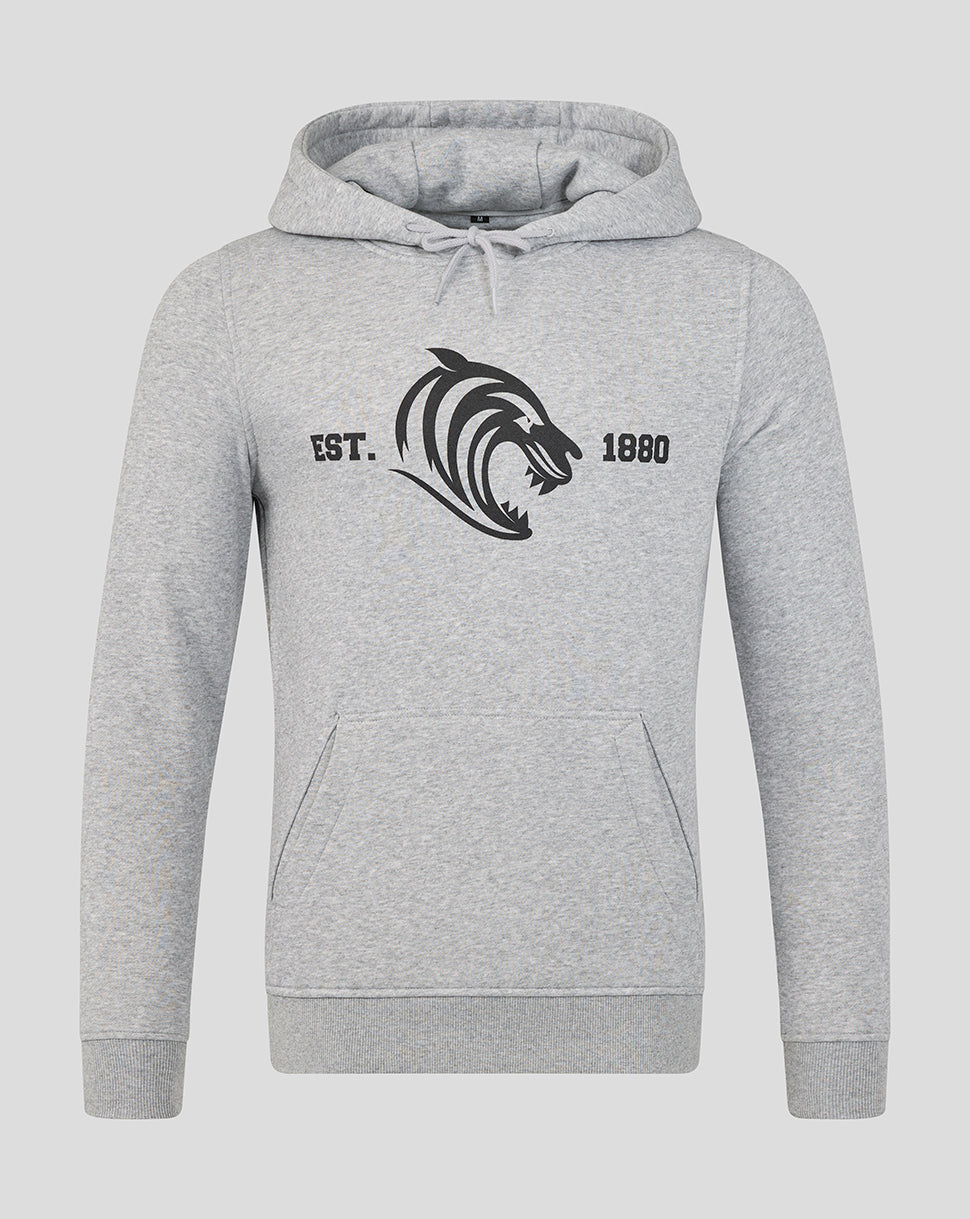 Leicester Tigers Unisex 25/26 Varsity 1880 Hoodie - Grey
