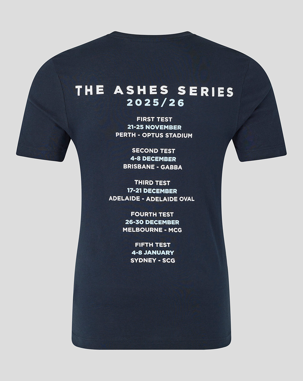 England Cricket Unisex 25/26 Ashes Tour T-Shirt - Navy