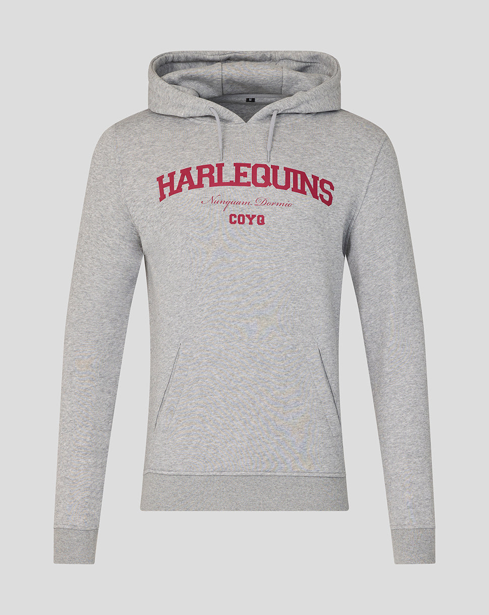 Gray hoodie with 'Harlequins' and 'COYG' text on a light gray background