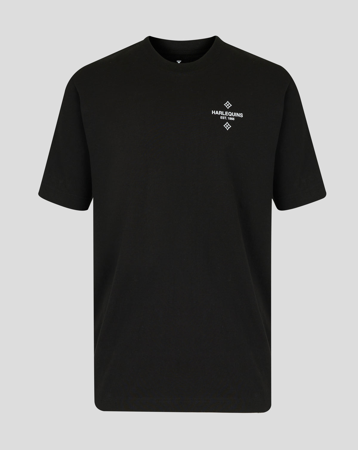 Black Harlequins Nunquam Dormio relaxed unisex T-shirt with small white logo on chest