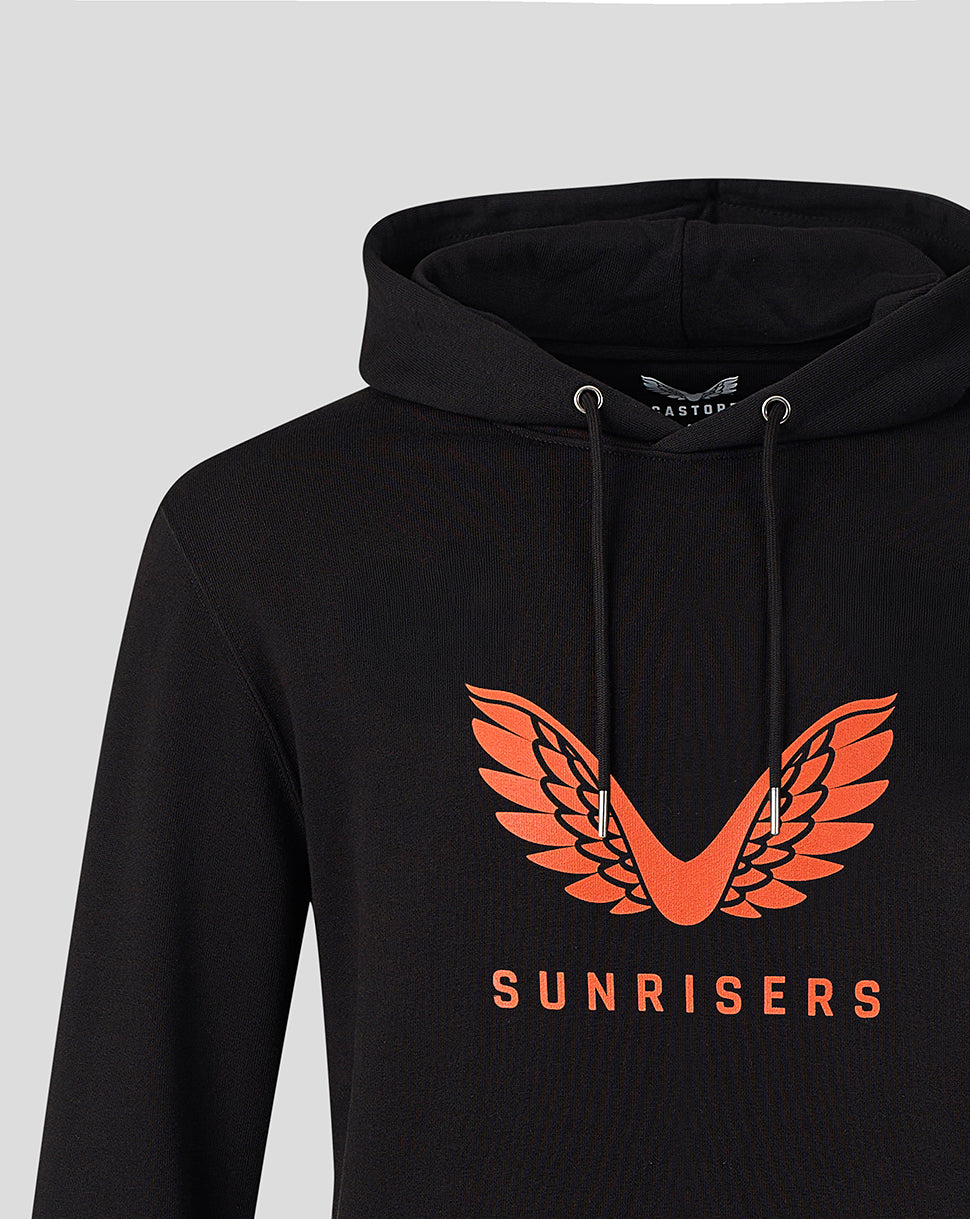 Black hoodie with large orange Sunrisers crest and SUNRISERS text on the chest