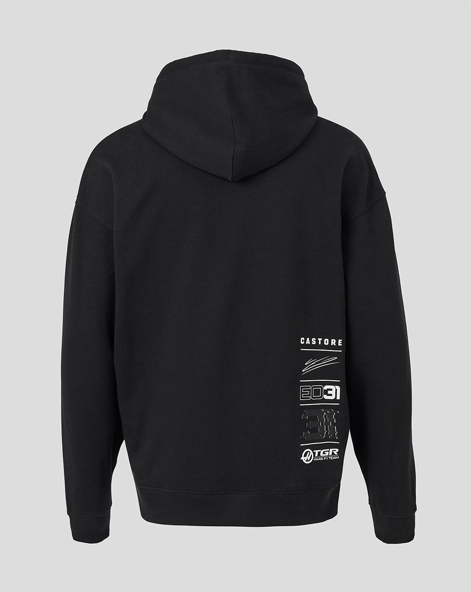 Official Haas Team Unisex Esteban Ocon Hoodie – Zwart - Zwart