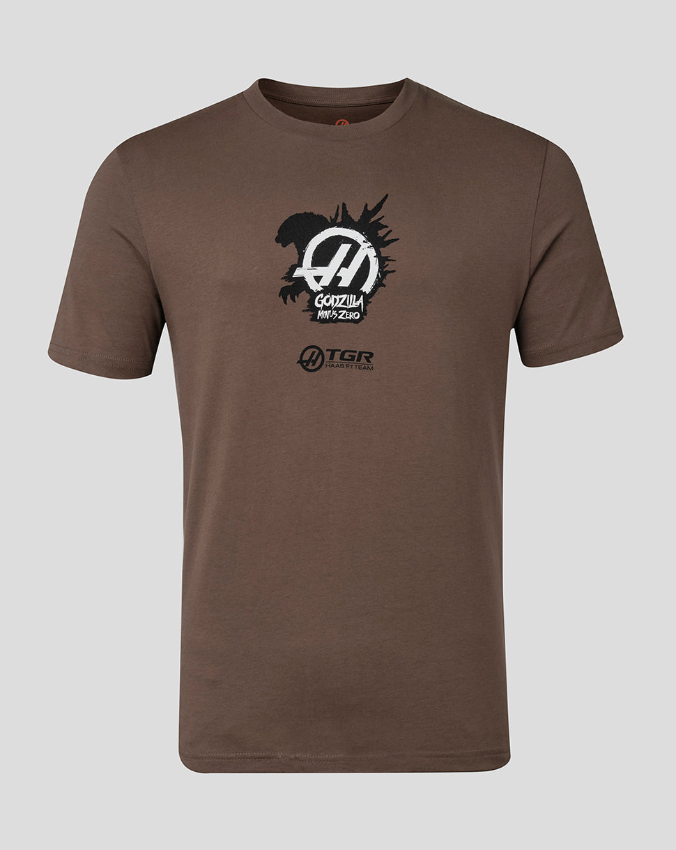 Haas X Godzilla Unisex Minus Zero Esteban Ocon T-Shirt - Mocha