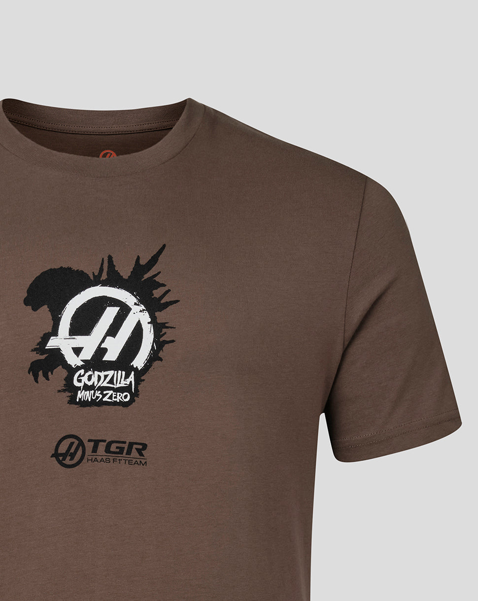 Haas X Godzilla Unisex Minus Zero Esteban Ocon T-Shirt - Mocha