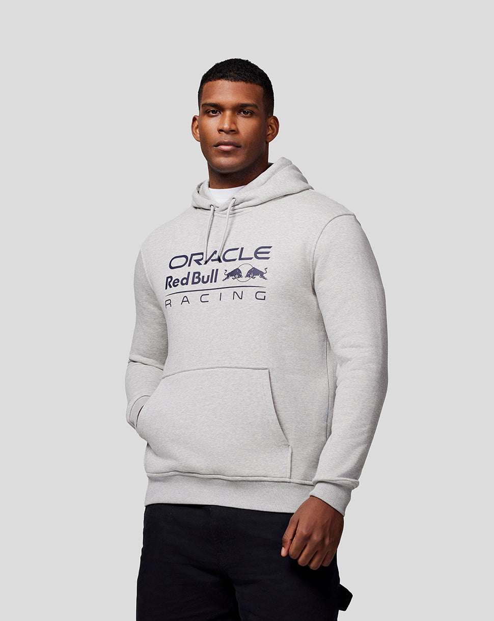 Oracle Red Bull Racing Unisex Core Overhead Hoodie - Mono Logo - Grey Marl - Grey Marl
