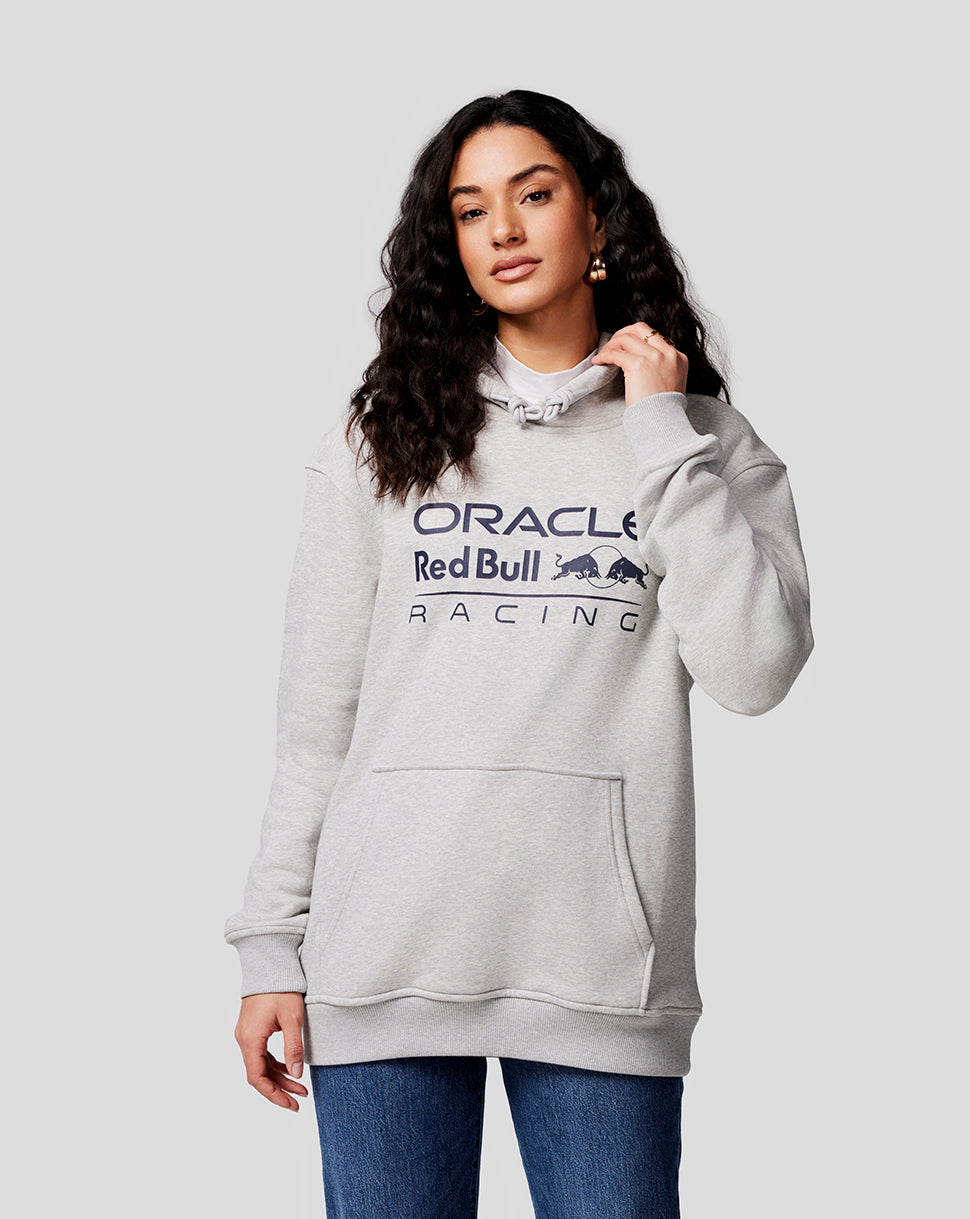 Oracle Red Bull Racing Unisex Core Overhead Hoodie - Mono Logo - Grey Marl - Grey Marl