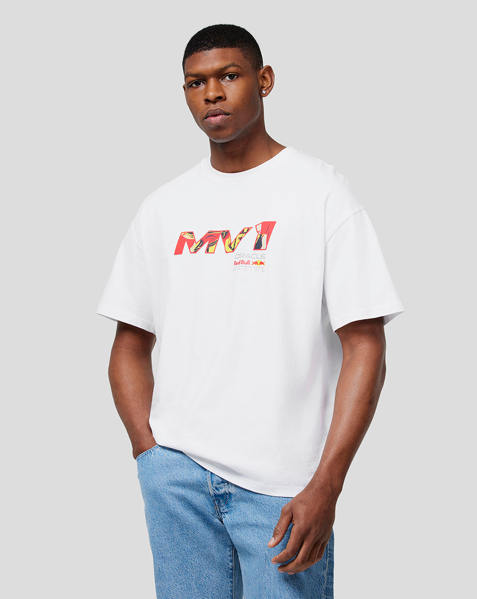 Oracle Red Bull Racing Unisex Max Pop Art Oversized Tee - Bright White