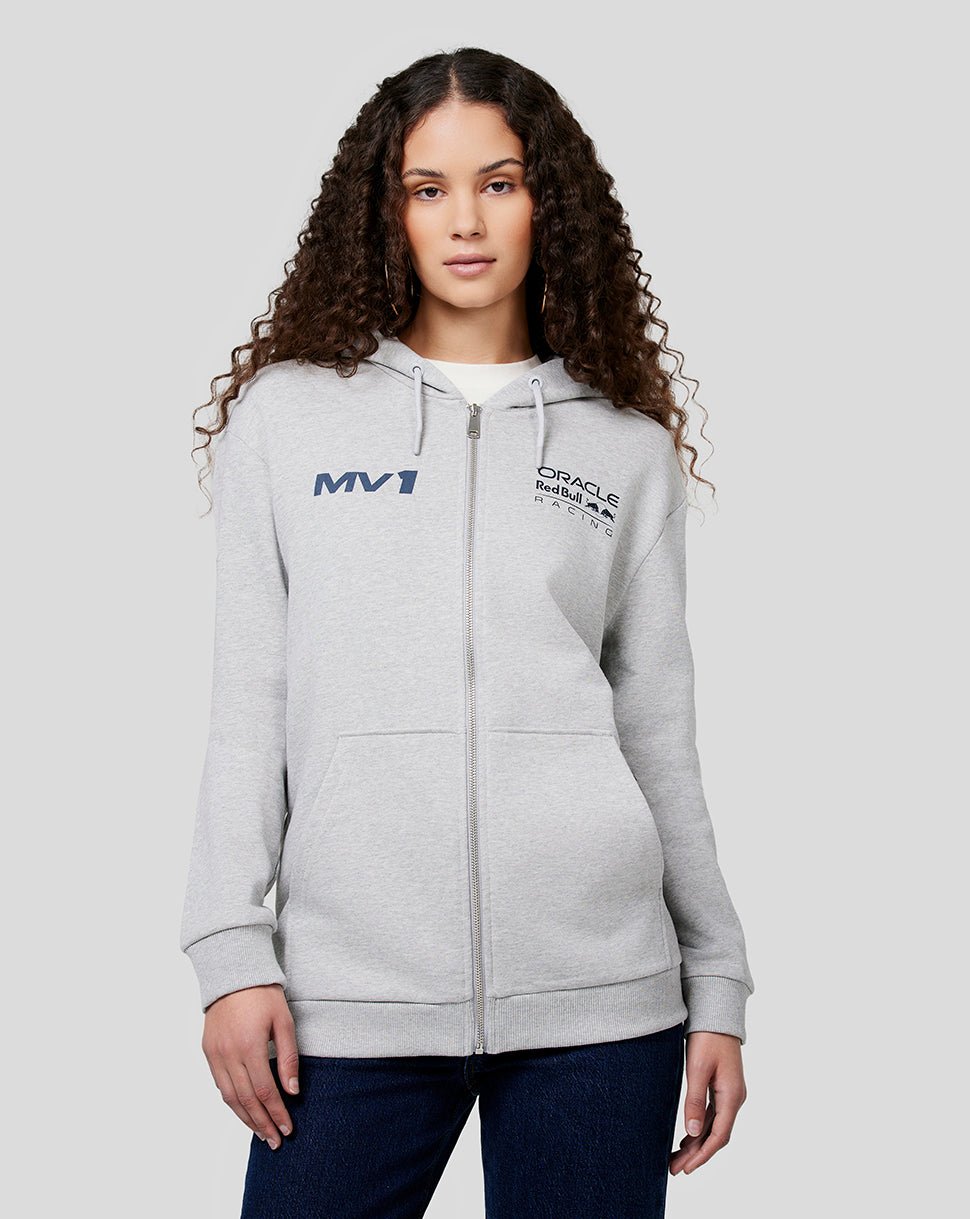 Oracle Red Bull Racing Unisex Max Helmet Zip Hoodie – Graumeliert - Grau meliert