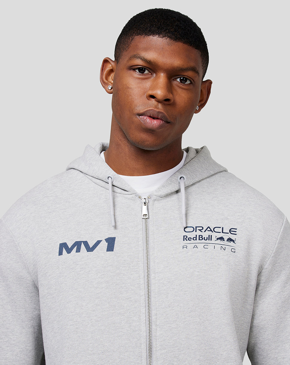 Oracle Red Bull Racing Unisex Max Helmet Zip Hoodie – Graumeliert - Grau meliert