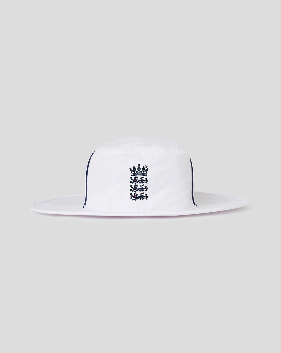 England Cricket 2024 Test Wide Brim Hut - Weiss