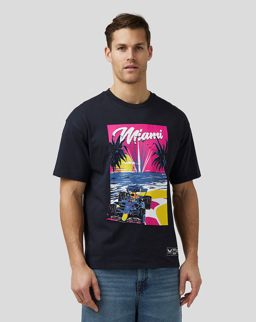 Oracle Red Bull Racing Unisex Miami Kurzarm-Oversized-T-Shirt - Night Sky
