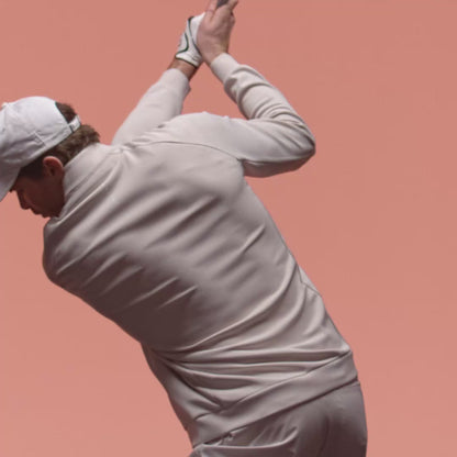 Men’s Golf Flex Debossed Quarter Zip Long Sleeve Top - Cream