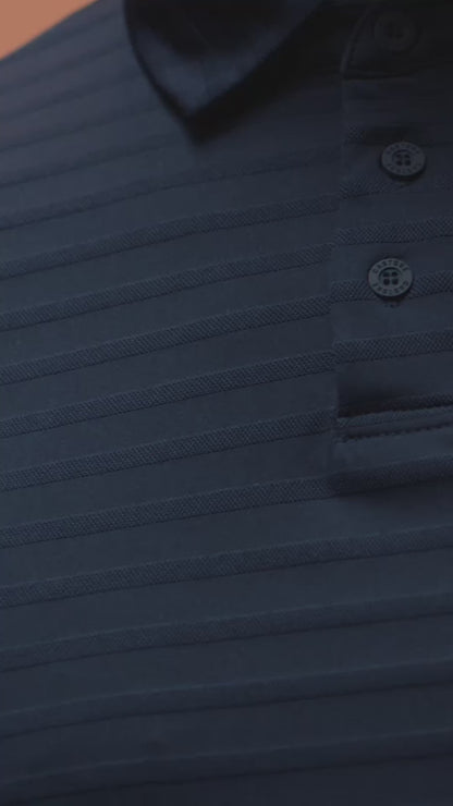 Golf Pinnacle Pique Stripe Polo - Navy