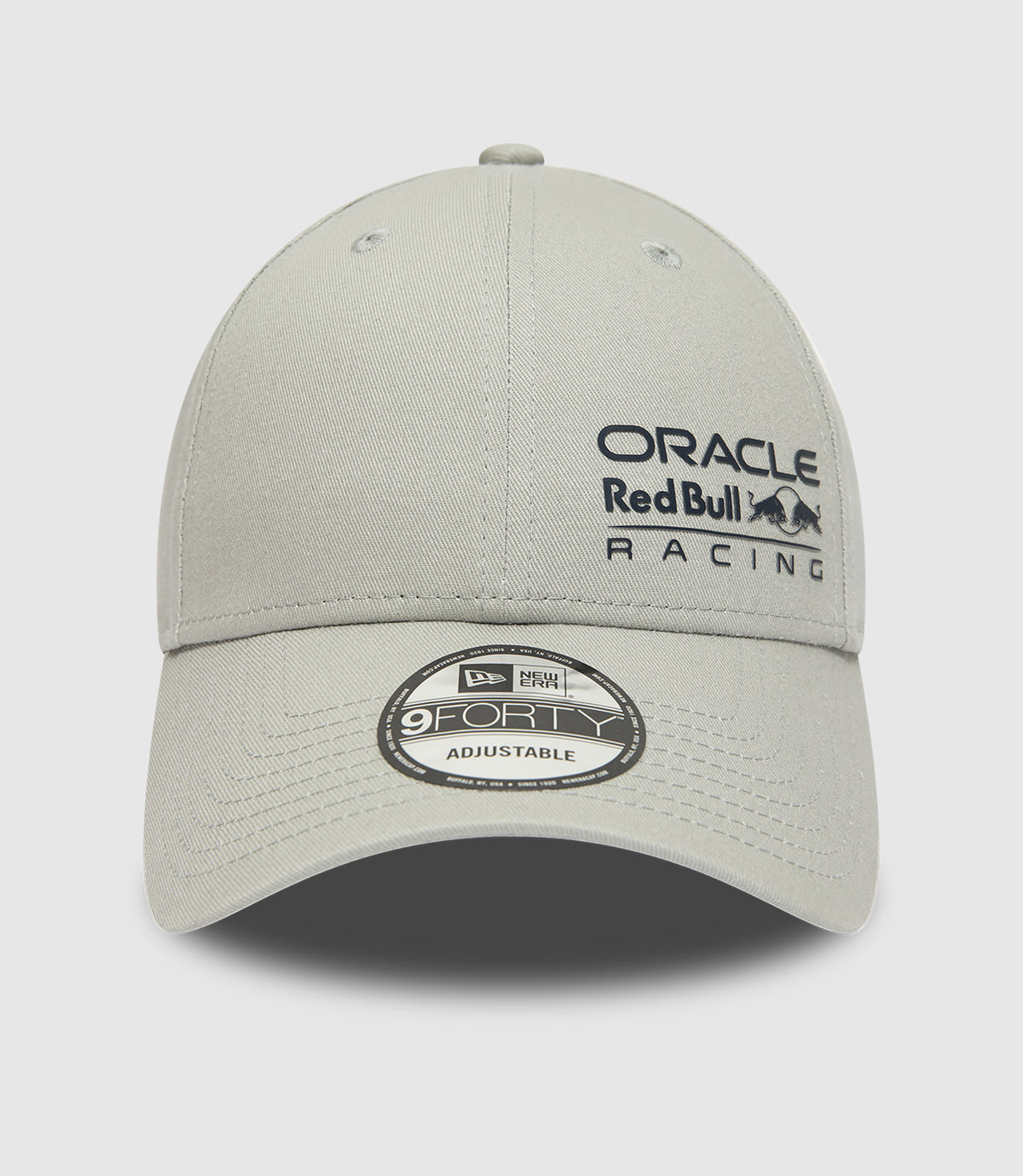 Grey Oracle Red Bull Racing 9FORTY cap crown with mono logo and New Era flag on the side