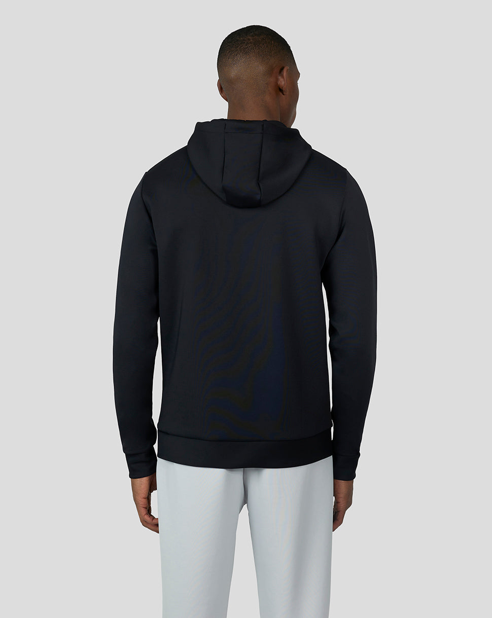 Back view of a model wearing Onyx/Black Flex Hoody 3.0 in black